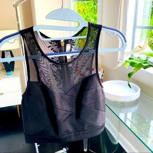 Lovers + Friends black lace crop top